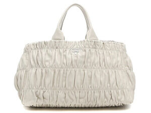 Prada Bag Handbag Nappa Gaufre Lambskin Beige Cream